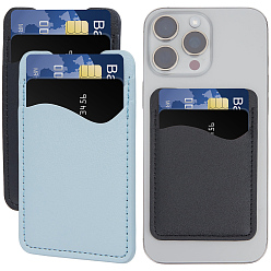 Mixed Color 2Pcs 2 Colors Self-Adhesive PU Leather ID Card Holder, Rectangle, Mixed Color, 97x67x3mm, 1pc/color