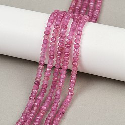 Фламинго Окрашенная натуральная малайзия жадеит бусины пряди, граненые, фламинго, 4x2~3 мм, отверстие : 1 мм, около 110~115 шт / нитка, 14 дюйм