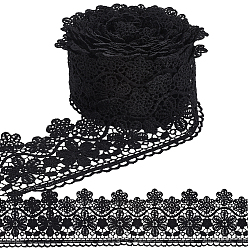 Noir Tissus en polyester brodés, fournitures de bricolage, noir, 3-3/8~3-1/2 pouces (85~90 mm)
