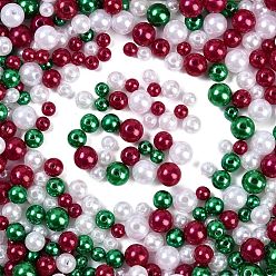 Темно-Красный Абс пластиковые жемчужные бисера, круглые, разноцветные, темно-красный, 6~10x5~9 мм, отверстие : 1.8~2.5 мм, Около 1351 шт / 500 г