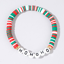 Разноцветный Рождественские браслеты из смолы и акрила с бусинами, эластичные, праздничные украшения для женщин, красочный, 6.89 дюйм (17.5 см)