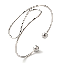 Нержавеющая Сталь Цвет Не тускнеющие изогнутые открытые браслеты-манжеты для женщин, 304 браслеты из нержавеющей стали крутящего момента, цвет нержавеющей стали, 7/8 дюйм (2.35 см), внутренний диаметр: 2-1/4x2-5/8 дюйм (5.8x6.7 см)