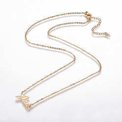 Золотой 304 подвесные из нержавеющей стали ожерелья, с когтями омара застежками и кабельных цепей, слово, золотые, 18.5 дюйм (47 см), Кулон : 12x19x1 мм