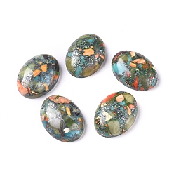 Перидот Собранные синтетические серебряные линии бирюзовые и перидот и имперские яшмы кабошоны, овальные, окрашенные, 25x18x7~8 мм