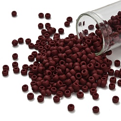 (46F) Opaque Frost Oxblood Тохо 6/0 круглые бусины, японский бисер, (46 f) непрозрачная морозная бычья кровь, 4 мм, отверстие : 1.5 мм, Около 840 шт / 50 г