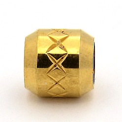 Golden 201 Stainless Steel Beads, Large Hole Column Beads Ion Plating (IP), Golden, 10x10mm, Hole: 5mm