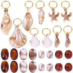 Mixed Shapes 10Pcs Acrylic Braiding Hair Pendants Decoration Clips, with 40Pcs Acrylic Beads, Mixed Shapes, 39mm