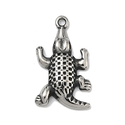 Античное Серебро 304 подвески из нержавеющей стали, крокодил очарование, античное серебро, 30.5x17.5x4 мм, отверстие : 2 мм