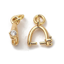 Белый Латунный микро-паве кубический кубик циркония жемчужина, долговечный, без кадмия и без свинца, реальный 18 k позолоченный, белые, 9.5x8x3 мм, штифты : 1 мм