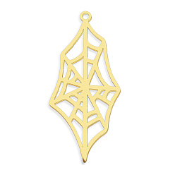 Золотой 201 подвески из нержавеющей стали, лазерная резка, вакуумное покрытие pvd, паутины, золотые, 38x18x1 мм, отверстие : 1.5 мм