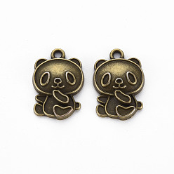 Античная Бронза Сплавочные сеттинги для кулона, тибетский стиль, без кадмия и без свинца, панда, античная бронза, 21x14.5x4 мм, отверстие : 1.8 мм
