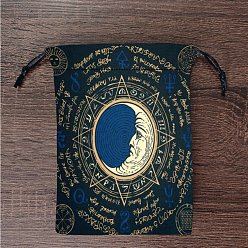 Луна Бархатные набивные сумки для хранения, мешочек на шнурке для упаковки карт Таро, прямоугольные, луна, 18x13 см