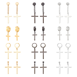 (52) Непрозрачная лаванда 24шт. 12 стиль 304 серьги-подвески из нержавеющей стали, серьги-гвоздики с подвесками и кольцами для женщин, разноцветные, 32~55 мм, штифты : 0.9~1 мм, 2 шт / стиль