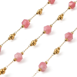 Малайский Нефрит Ионное покрытие (ip) 304 цепи из нержавеющей стали, с натуральным Malaysia нефрита, пайки, без кадмия и без свинца, с катушкой, 2~6 мм