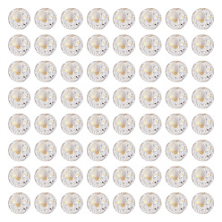 Blanc 100 pièces de perles de verre transparentes craquelées, ronde, une feuille d'or, blanc, 8~8.5mm, Trou: 0.8~0.9mm