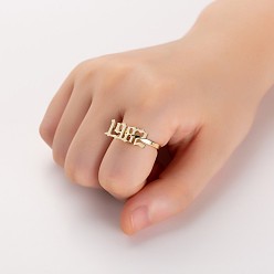 Золотой Год рождения 201 регулируемые открытые манжеты из нержавеющей стали, число, золотые, год рождения: 7x17мм, внутренний диаметр: регулируемый