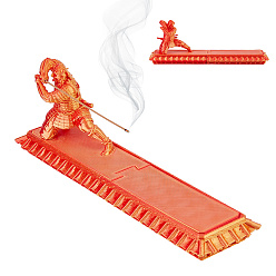 Orange Red Warrior Plastic Incense Holders, Incense Burner for Home Decoration, Orange Red, 29.5x7.7x10.9cm