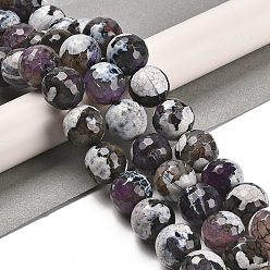 Фиолетовый Природные пожары треск агат бисер нитей, окрашенная и подогревом, круглые, граненые, фиолетовые, 13.5~14 мм, отверстие : 1.4 мм, около 28~29 шт / нитка, 15.16 дюйм (38.5 см)