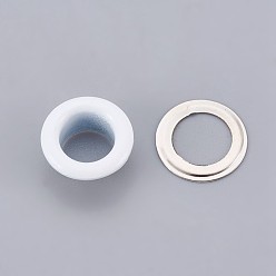 White Iron Grommet Eyelet Findings, for Bag Making, Flat Round, Platinum, White, Eyelet: 10.5x5mm, Inner Diameter: 6mm, Pad: 10.5x0.4mm