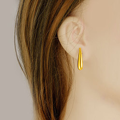 Золотой Стильные 304 серьги-гвоздики из нержавеющей стали в форме капли, золотые, 24x6 мм