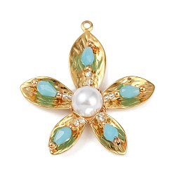 Небесно-голубой 304 подвески из нержавеющей стали, с акриловыми шариками, цветок, золотые, голубой, 37.5x34.5x8.5 мм, отверстие : 1.5 мм