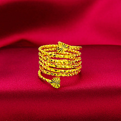 Сердце Латунные манжеты открытые кольца для женщин, золотые, сердце, размер США 4 1/4 (15 мм)