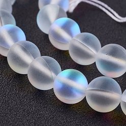 Moonstone Synthetic Moonstone Beads Strands, Holographic Beads, Frosted, Dyed, Round, 8mm, Hole: 1mm, about 48pcs/strand, 15.15 inch