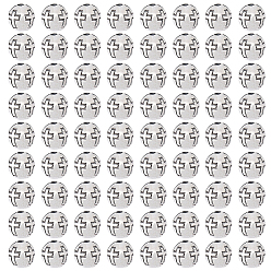 Античное Серебро 120Проставочные бусины из сплава в тибетском стиле, круглые с крестом, античное серебро, 6 мм, отверстие : 1.2 мм