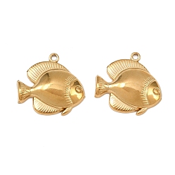 Fish 304 подвески из нержавеющей стали, ионное покрытие (ip), реальный 18 k позолоченный, рыба, 13.5x14.5x2.5 мм, отверстие : 1 мм