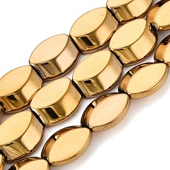 с Золотистым Покрытием Стеклянные бусины с гальваническим покрытием , овальные, с золотым покрытием, 17x14x6~6.5 мм, отверстие : 0.9~1 мм, около 36~37 шт / нитка, 23.82~24.80 дюйм (60.5~63 см)