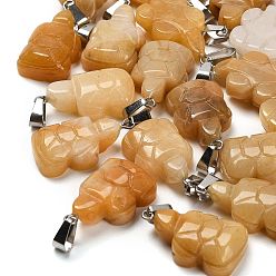 Топаз Нефрит Натуральный топаз нефрита подвески, с 201 вывод из нержавеющей стали, черепаха, 26~27x15.5x7.5 мм, отверстие : 4x7.5 мм