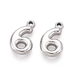 Нержавеющая Сталь Цвет 304 подвески из нержавеющей стали, число 6, цвет нержавеющей стали, 17x10x3 мм, отверстие : 1.5~1.6 мм