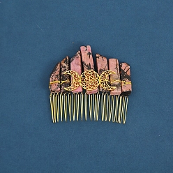 Родонит Обручи для волос из натуральных камней, аксессуары для волос для женщин и девочек, луна, 80x80x20 мм