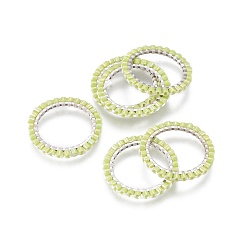 Желто-Зеленый Японский бисер miyuki & toho ручной работы, с посеребренными 304 кольцами из нержавеющей стали, Ткацкий станок, кольцо / круг, желто-зеленый, 18~19x1.7 мм, внутренний диаметр: 14 мм