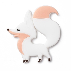 White Food Grade Eco-Friendly Silicone Beads, Fox, White, 94x91x9mm