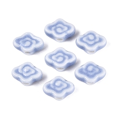 Cornflower Blue Handmade Porcelain Beads, Bright Glazed Porcelain, Cloud, Cornflower Blue, 9~10x13~14x5~6mm, Hole: 1.6~1.8mm