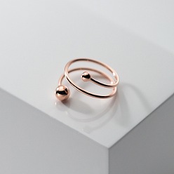 Розовое Золото Круглый шар 925 манжеты из стерлингового серебра, розовое золото , внутренний диаметр: 17~19 мм