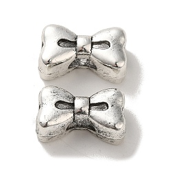 Античное Серебро Сплавочные овальные бусины тибетского стиля , без кадмия и без свинца, бантом, античное серебро, 9x15.5x6.5 мм, отверстие : 4x6 мм, Около 454 шт / 1000 г