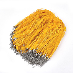 Золотистый Изготовление ожерелья из вощеного шнура и органзы, с железными застежками когтя омара, платина, золотые, 17.6 дюйм ~ 17.8 дюйм (45~45.5 см), 7 мм