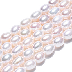 Creamy White Natural Cultured Freshwater Pearl Beads Strands, Rice, Creamy White, 5.5~7x4.5mm, Hole: 0.6mm, about 55 pcs/strand, 13.58 inch (34.5cm)
