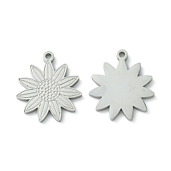 Edelstahl Farbe Anlaufgeschützt 304 Edelstahl Anhänger zum manuellen Polieren, Blumencharme, Edelstahl Farbe, 19x16.5x1.5 mm, Bohrung: 1.5 mm