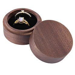 Coconut Marrón 2-cajas de almacenamiento de anillos de pareja de madera con ranuras y terciopelo en el interior, columna, coco marrón, 5.1x3.5 cm