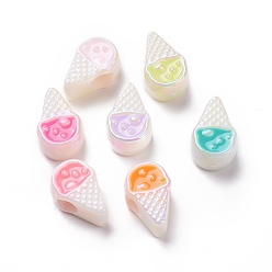(52) Непрозрачная лаванда УФ-покрытие Радужные переливающиеся акриловые европейские бусины, бусины с большим отверстием, с эмалью, мороженое, разноцветные, 14.7x9.4x7.24 мм, отверстие : 4.3 мм