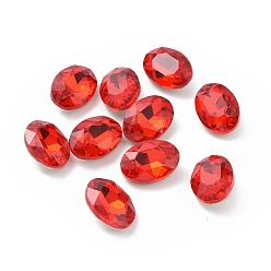 Светло-сиамский Стеклянные стразы кабошоны, заостренная спина и посеребренная спинка, овальные, Light Siam, 14x10x5 мм