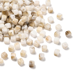 Морская Ракушка Прозрачные акриловые бусины, кубические, цвет морской раковины, 6x6x6.5 мм, отверстие : 1.5 мм, Около 1900~1945 шт / 500 г