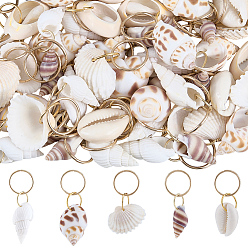 (52) Непрозрачная лаванда 60 шт. 5 стили подвески в виде ракушек, формы раковины, с 304 кольцами из нержавеющей стали, разноцветные, 35~45 мм, 12 шт / стиль
