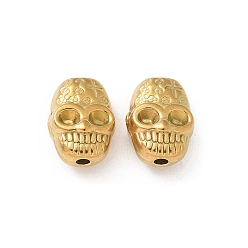 Skull 304 из нержавеющей стали бусы, реальный 18 k позолоченный, череп, 10x8x5.5 мм, отверстие : 1.5 мм