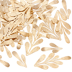 Золотой Латунные большие кулоны, лист, золотые, 35.5~62x17.28~26x0.63~0.64 мм, 40 шт / комплект