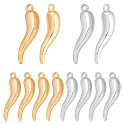 (52) Непрозрачная лаванда 16 шт. 2 цвета латунные подвески, Рог изобилия, итальянский валторна корничелло, разноцветные, 20x5.5x4.5 мм, отверстие : 1.2 мм, 8 шт / цвет