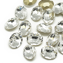 Кристалл Сделай сам указал назад k 9 стеклянные кабошоны со стразами, случайное цветное покрытие, граненые, овальные, кристалл, 10x8x4.5 мм